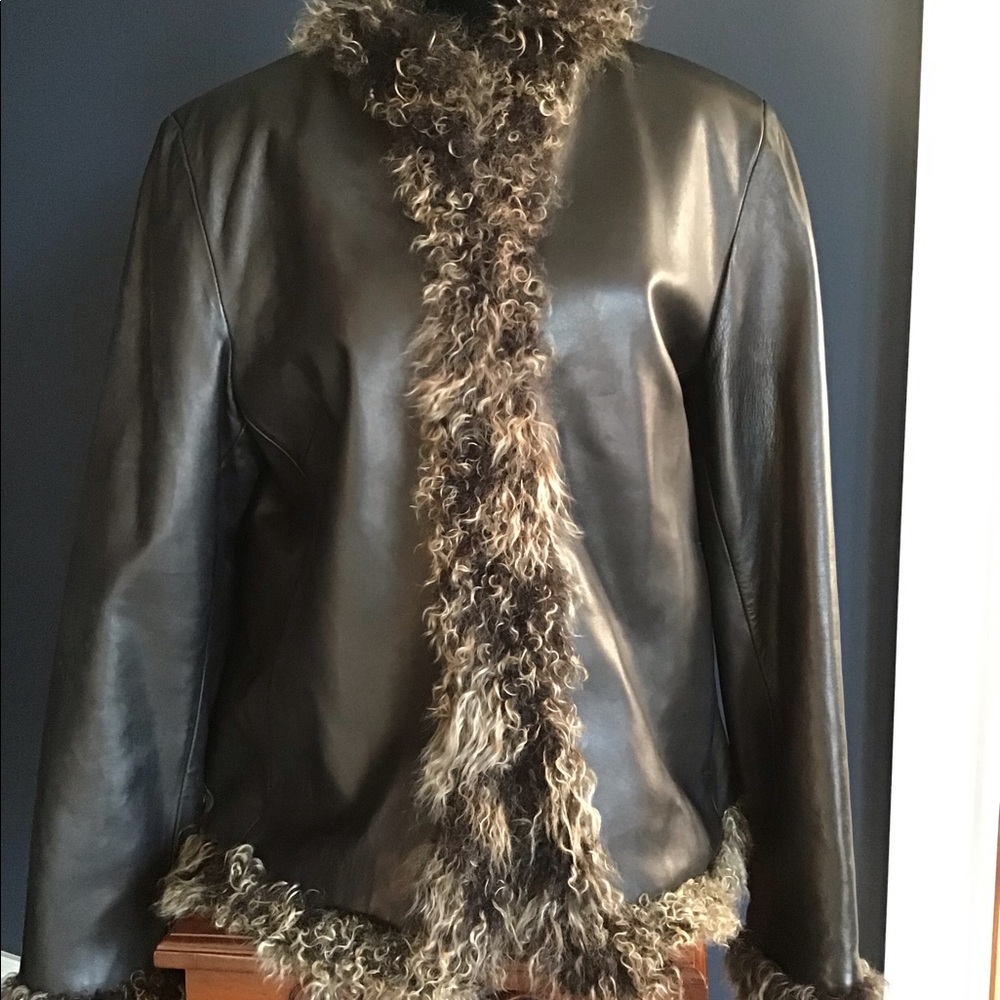 Siena Studio Black Leather Fur Trimmed Jacket